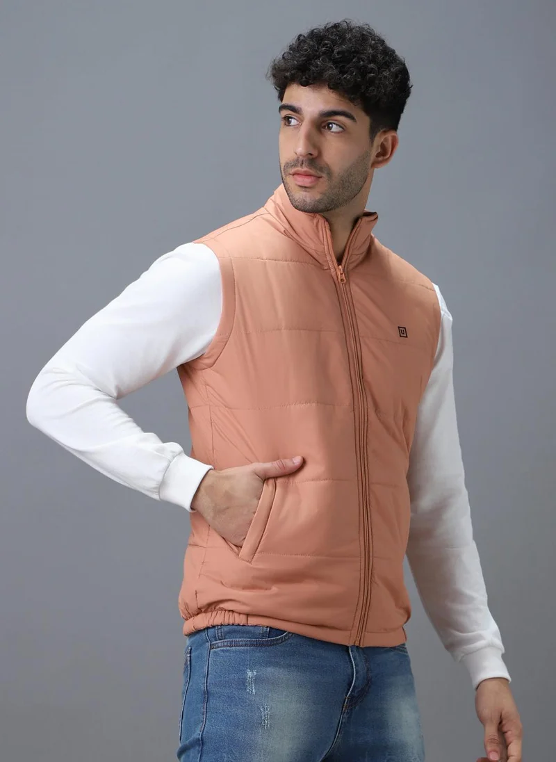 Urbano Fashion  Urbano Fashion Men's Pink Sleeveless Zippered Puffer Jacket for Men | Best Price UAE